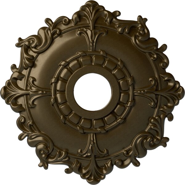 Ekena Millwork Riley Ceiling Medallion (Fits Canopies up to 4 5/8"), Hand-Painted Brass, 18"OD x 3 1/2"ID x 1 1/2"P CM18RLBRS - main